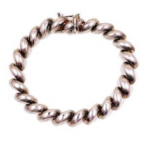 🩶 Vintage Heavy Solid 925 Sterling Silver Italian San Marco Link Bracelet ATI